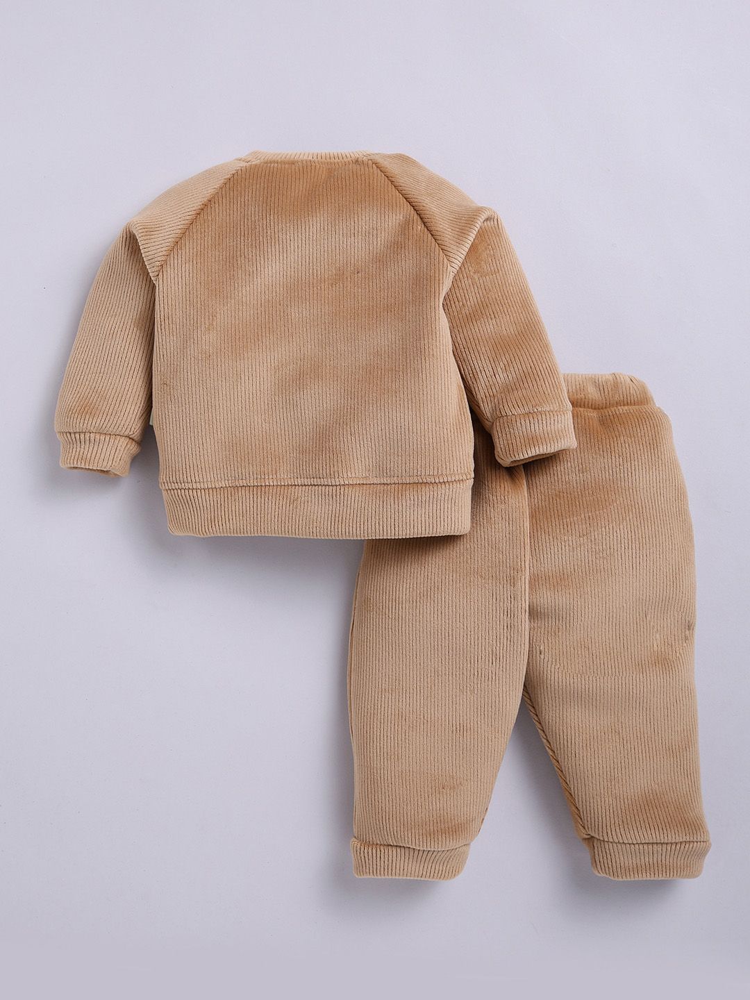 Moms Love Infant Boys Ribbed Velvet-Finish Pure Cotton Sweatshirt With Joggers