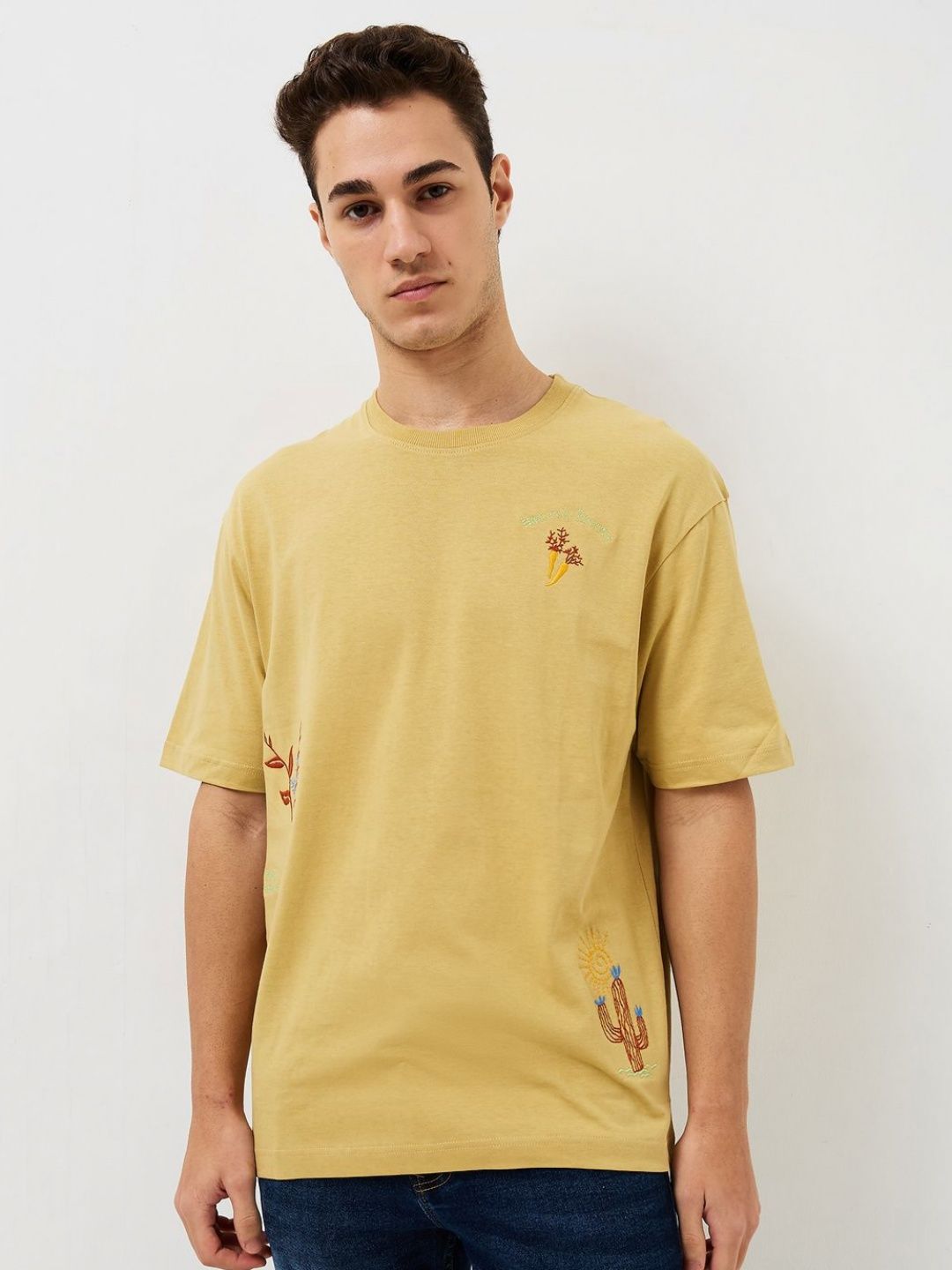 SPYKAR Men Graphic Printed Round Neck Cotton Relaxed Fit T-shirt