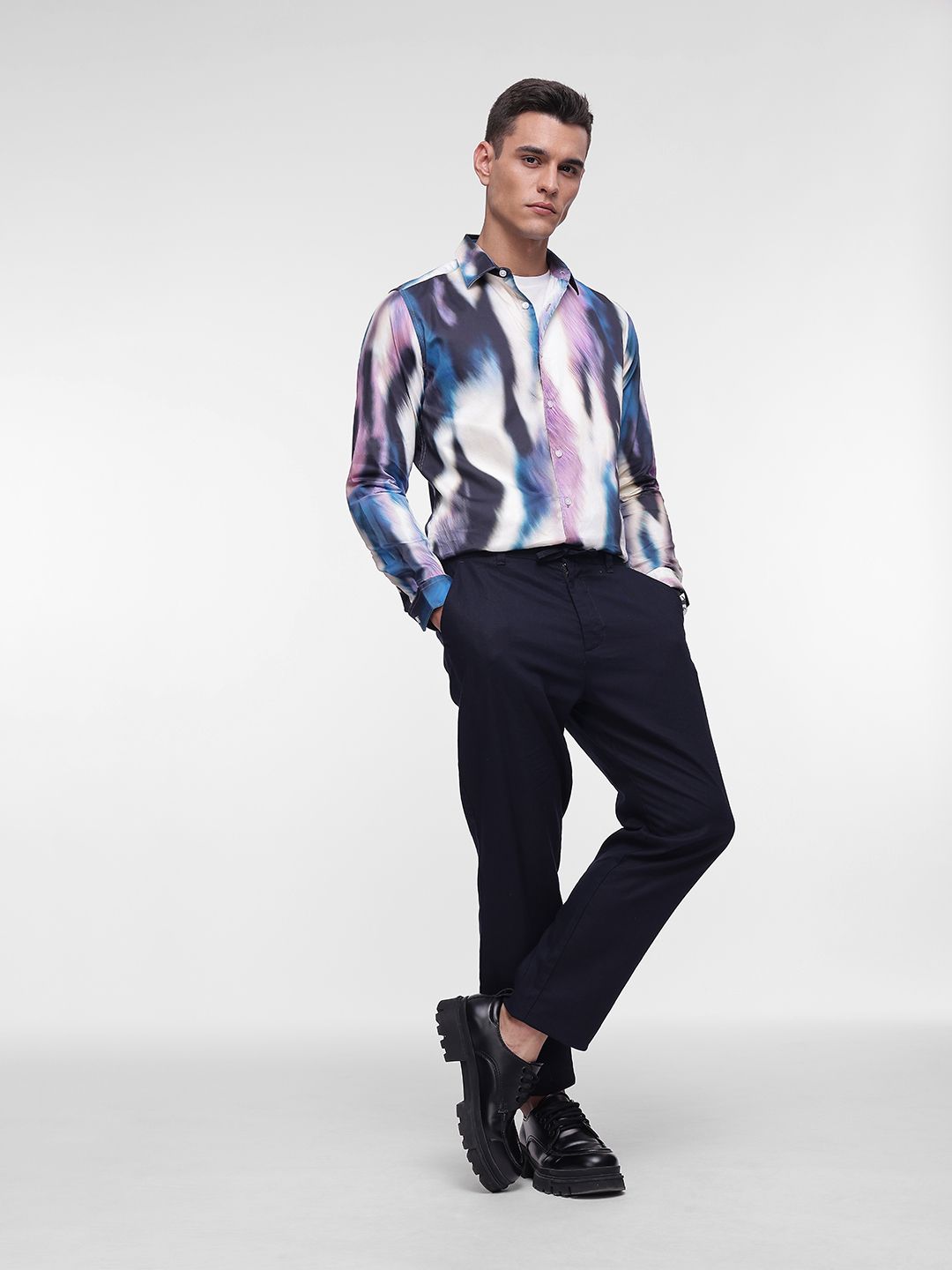 French Connection Slim Fit Abstract Printed Pure Cotton Casual Shirt