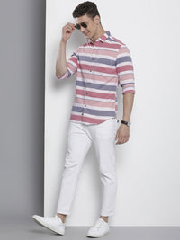 The Indian Garage Co Men Slim Fit Horizontal Striped Casual Shirt