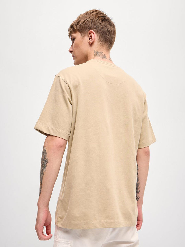 THE BEAR HOUSE Men Graphic Printed Round Neck Pure Cotton Oversized T-shirt