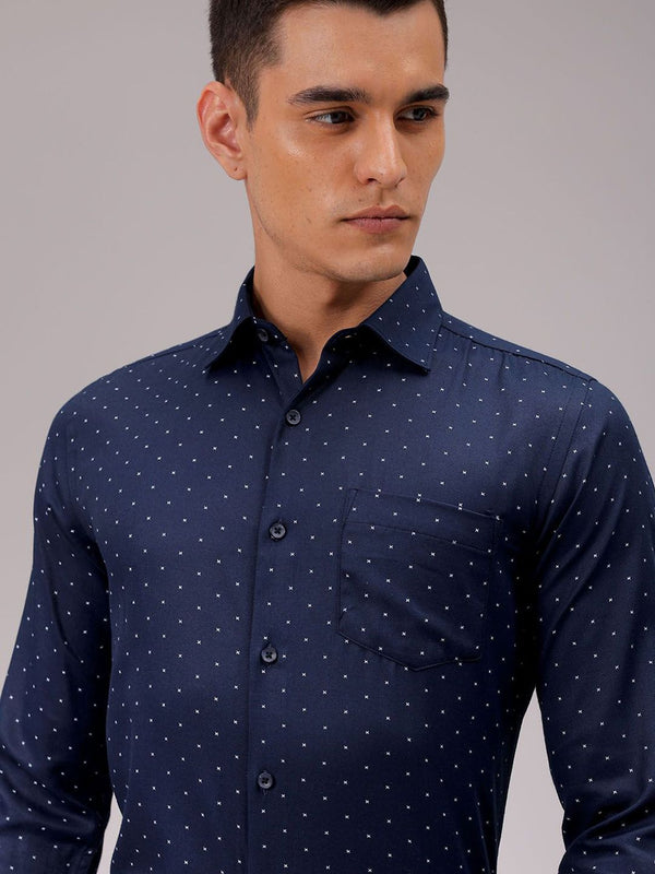 The Indian Garage Co. X Luxe Men Cutaway Collar Micro Ditsy Printed Slim Fit Formal Shirt