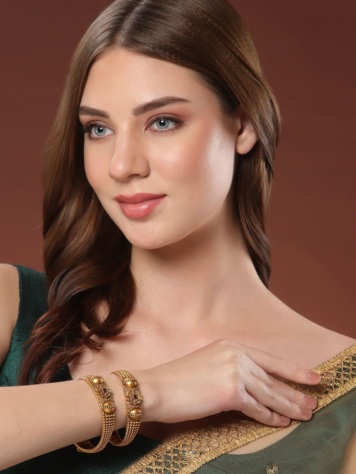PANASH Set Of 2 24 CT Gold Plated Adjustable Bangles