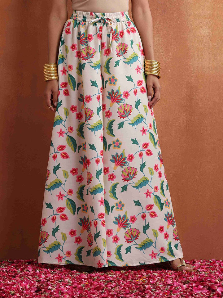 Truebrowns Floral Printed Gotta Patti Kurti dengan Sharara