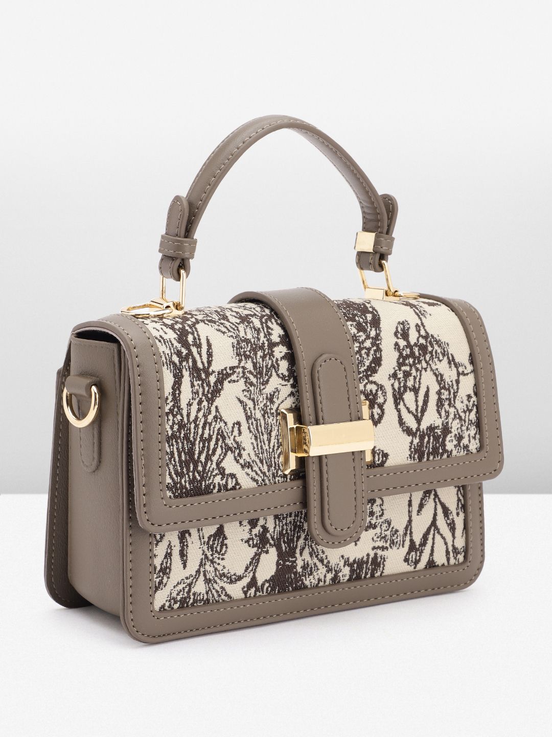 Lino Perros Floral Textured Structured Satchel Bag