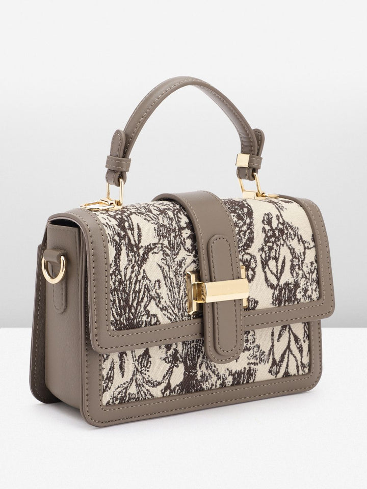 Lino Perros Floral Textured Structured Satchel Bag