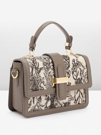 Lino Perros Floral Textured Structured Satchel Bag