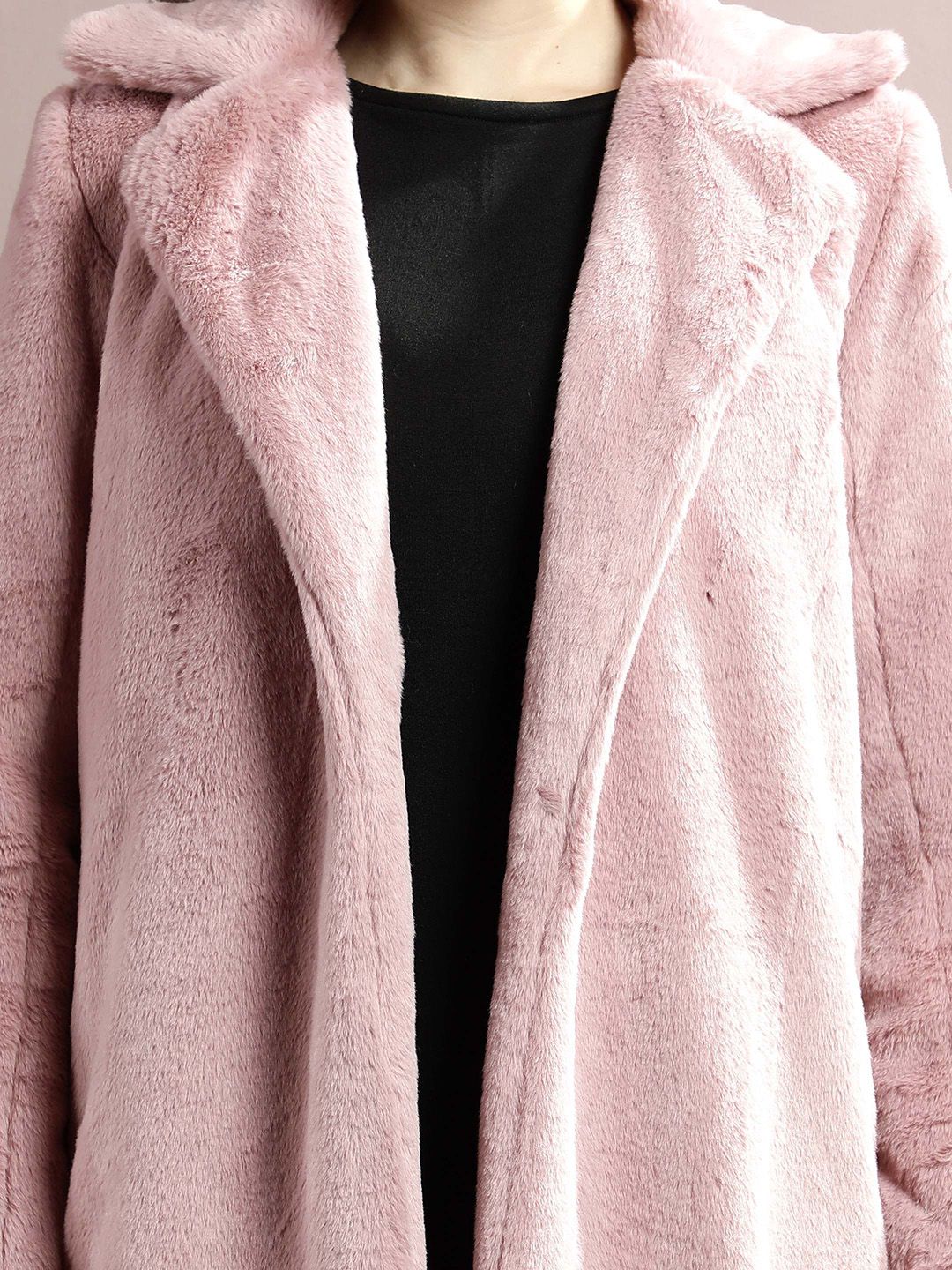 Athena Women Notched Lapel Collar Hip Length Overcoat