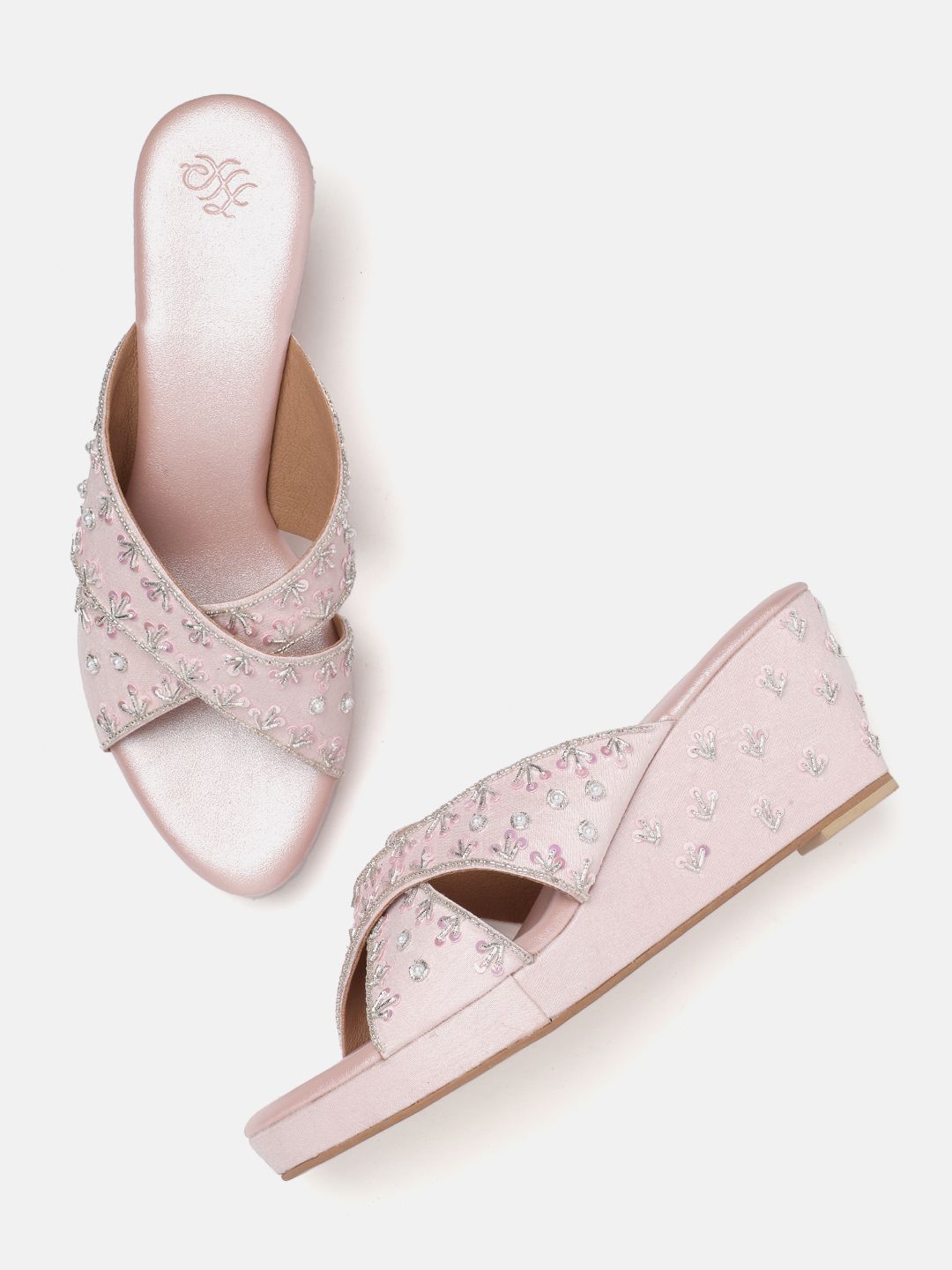 House of Pataudi Embellished Ethnic Wedge Heel Sandals