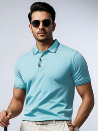 Tshirts ADRO Men Turquoise Blue Cotton