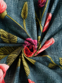 KLOTTHE Turquoise Blue Floral Printed Flat 300 TC Single Cadar 7D Dengan Sarung Bantal