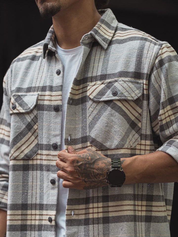 Powerlook Men Spread Collar Tartan Checked Casual Shirt