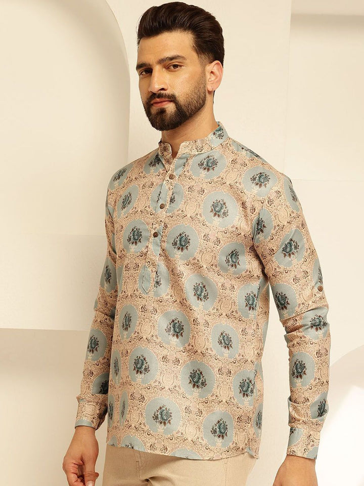 SOJANYA Floral Printed Cotton Straight Short Kurta