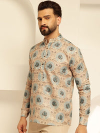 SOJANYA Floral Printed Cotton Straight Short Kurta
