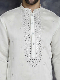 Jompers Geometric Embroidered Regular Mirror Work Kurta With Pyjamas