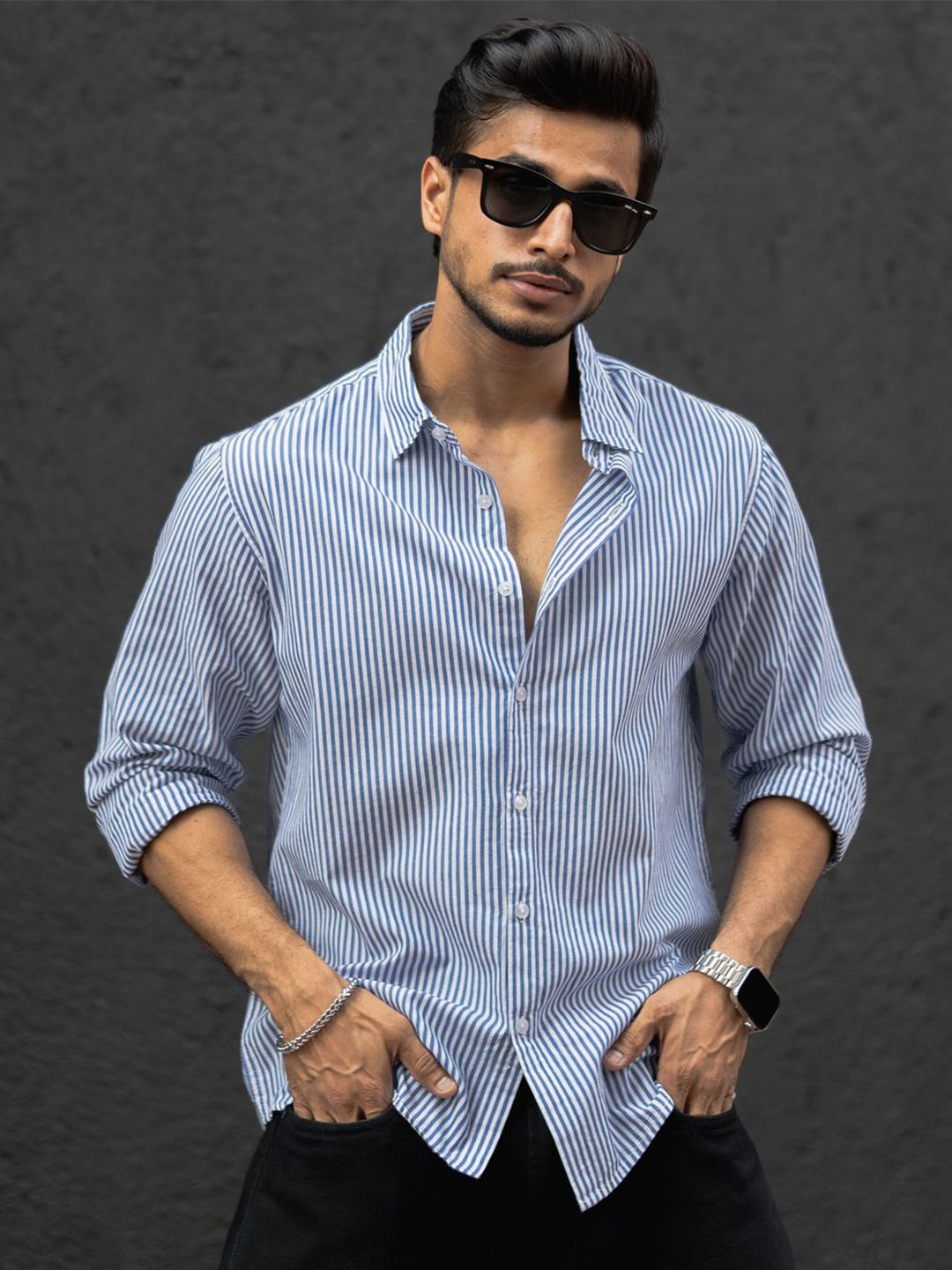 Powerlook Men Opaque Striped Casual Shirt