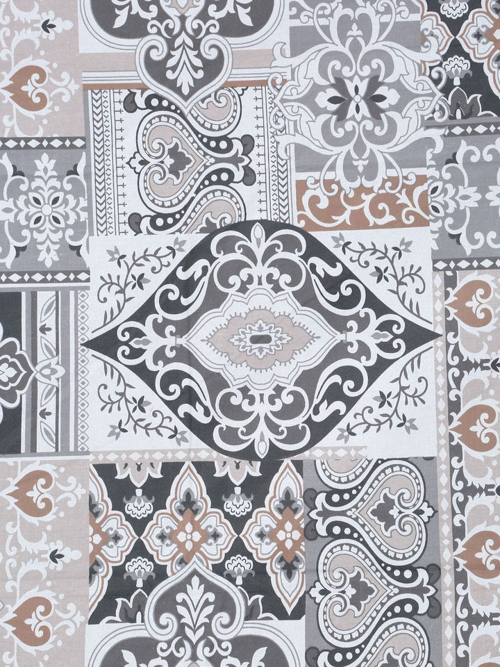 Myntra Elegant Homes White Ethnic Motifs 400 TC Cotton Super King Bedsheet Set 2.70 m x 2.70 m