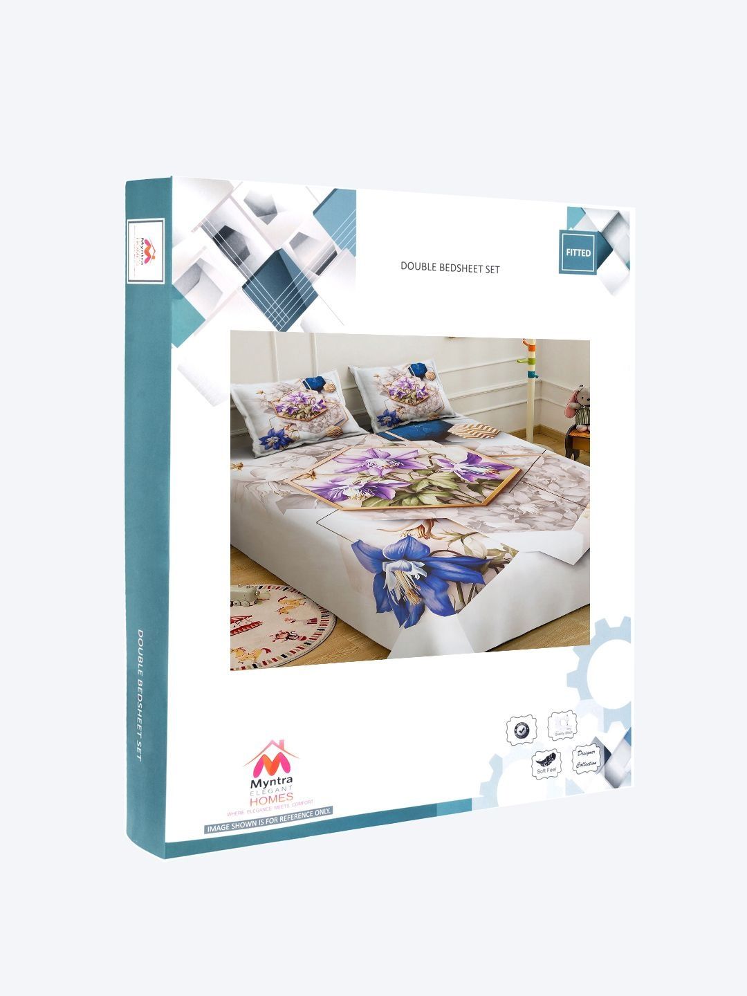 Myntra Elegant Homes Multicoloured Floral 300 TC Bedsheet with 2 Pillow Covers