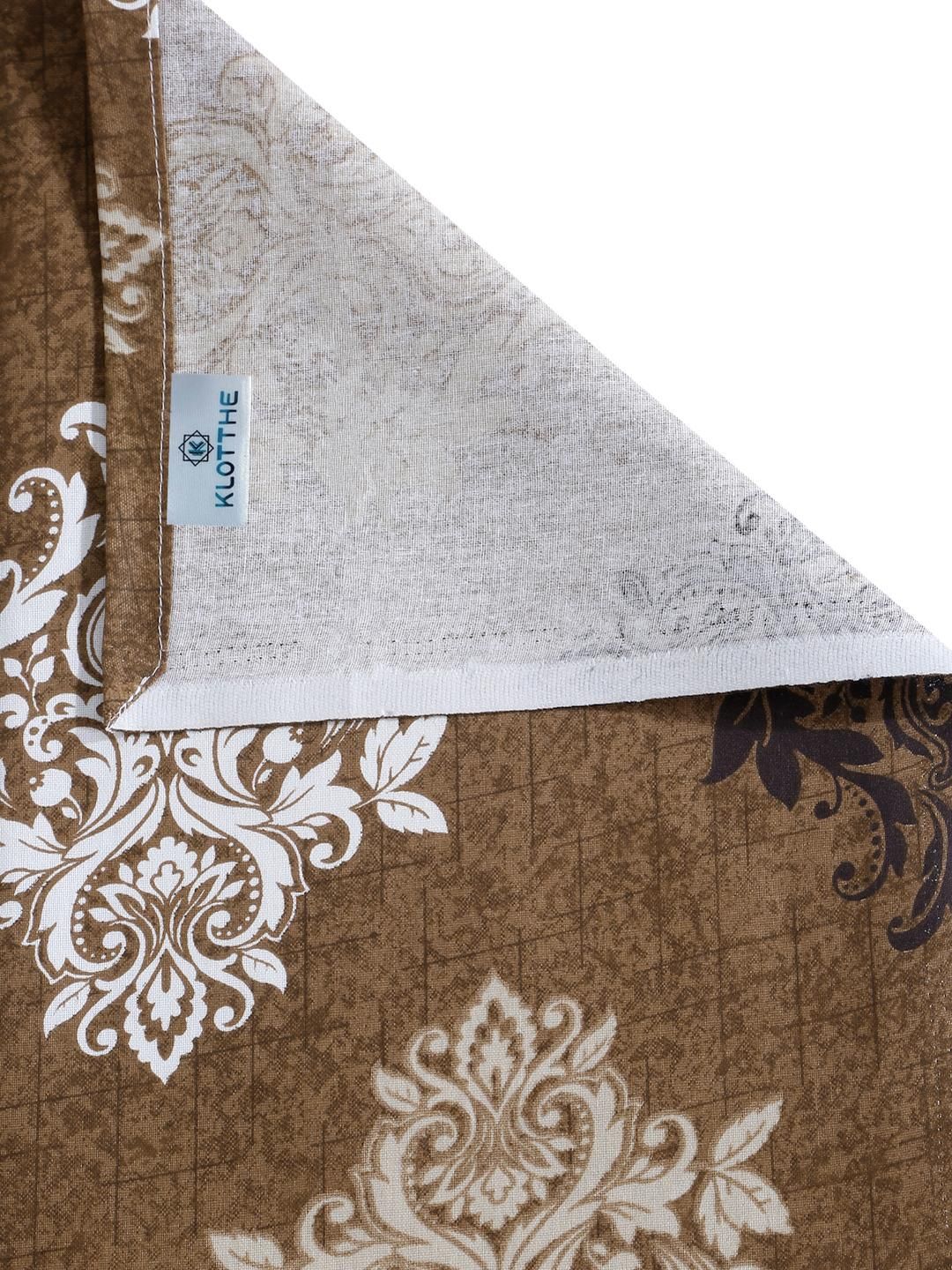 KLOTTHE Brown Floral Cotton Single Bedsheets