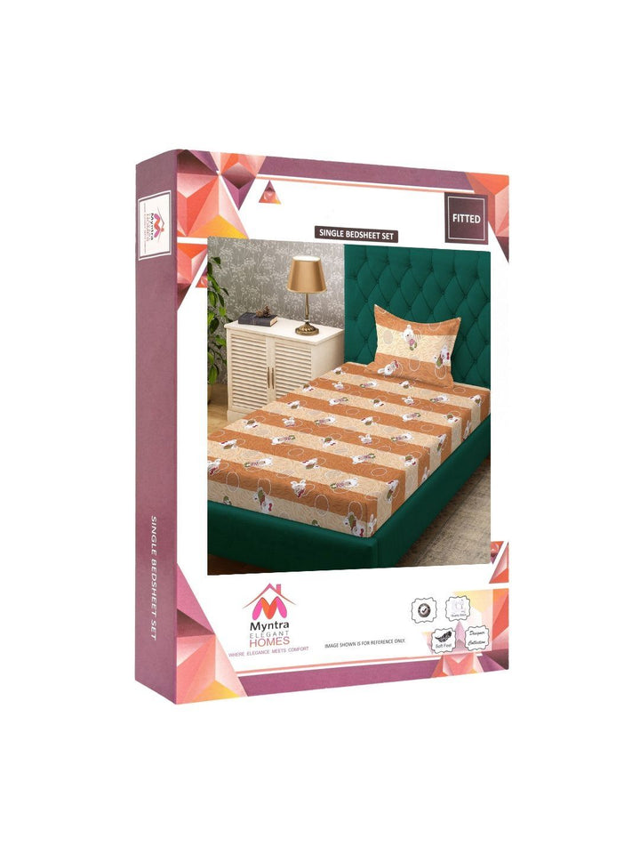 Myntra Elegant Homes Mustard Kuning Kapas Tulen Dilengkapi Set Cadar Bujang 2.25 m x 1.5 m