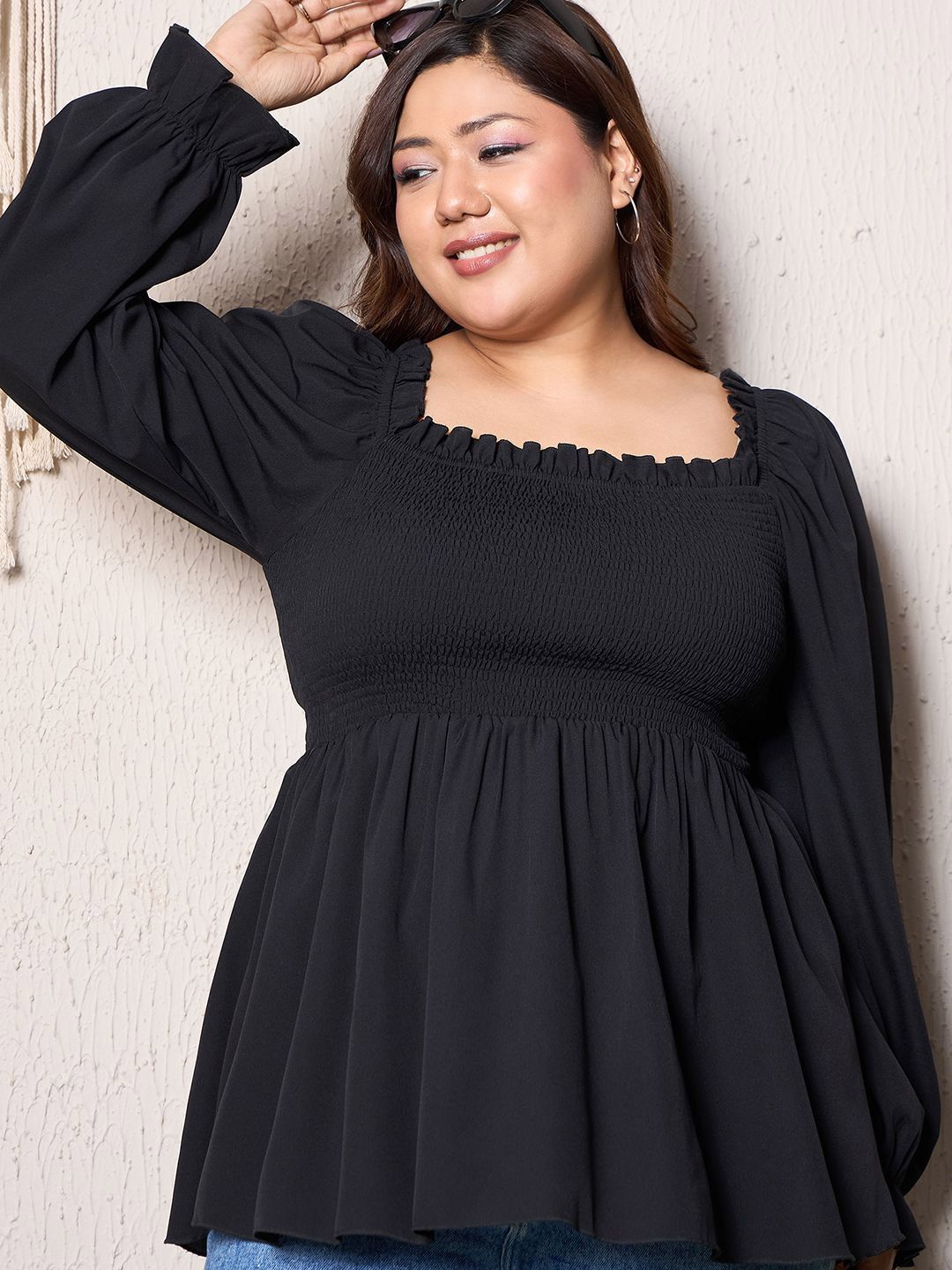 Berrylush Curve Puff Sleeve Empire Top