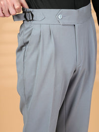 KLOTTHE Men Grey Lycra Formal Formal Trousers