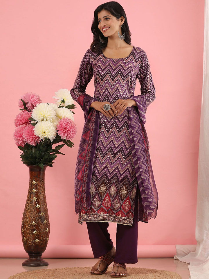 Mamicha Women Printed Regular Pure Cotton Kurta with Palazzos & With Dupatta