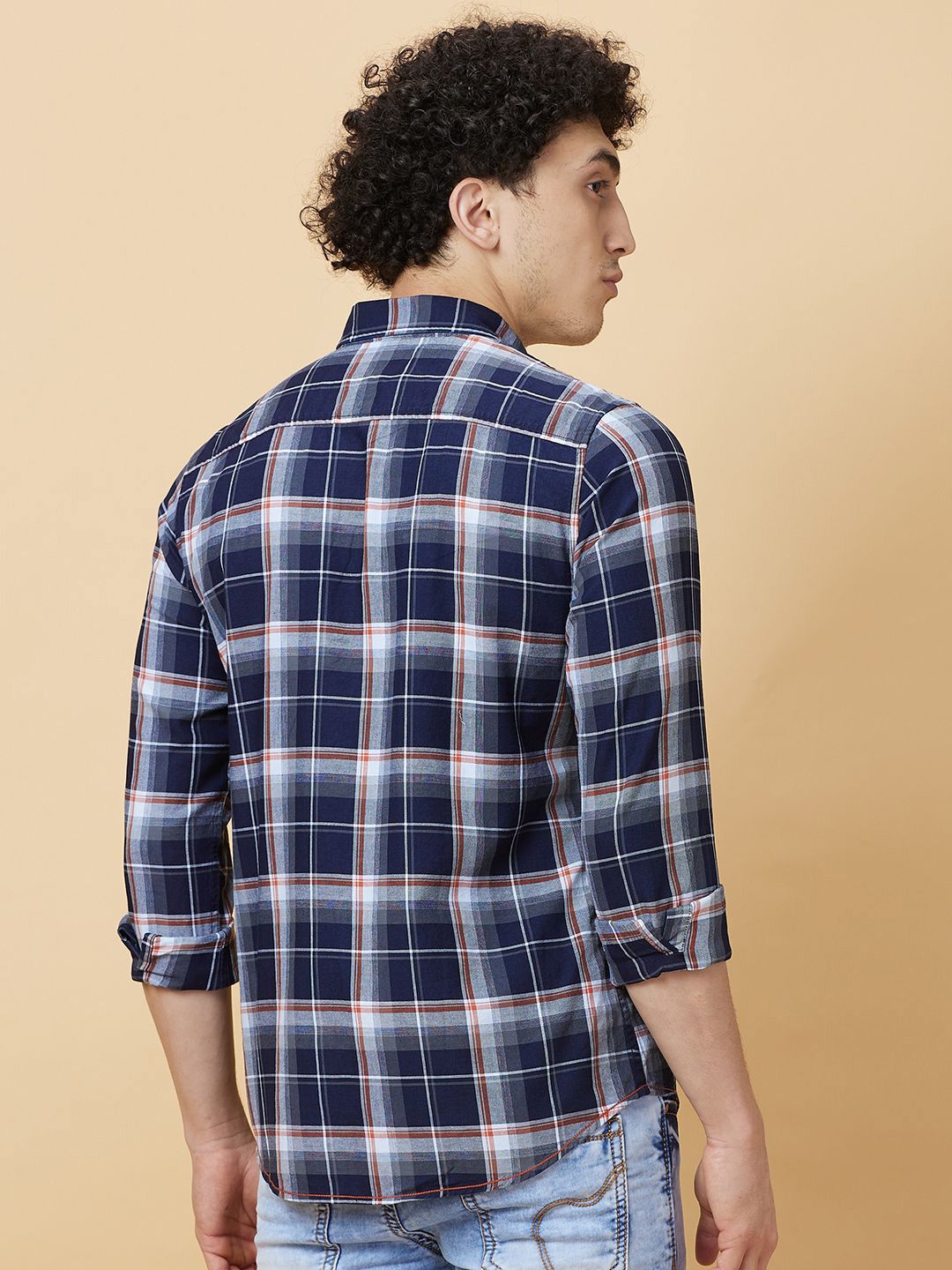 Being Human Men Classic Slim Fit Button-Down Collar Tartan Checked Cotton Casual Shirt