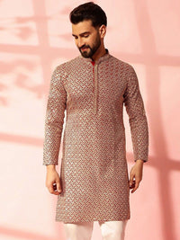 Anouk Geometric Embroidered Sequinned Cotton Straight Kurta