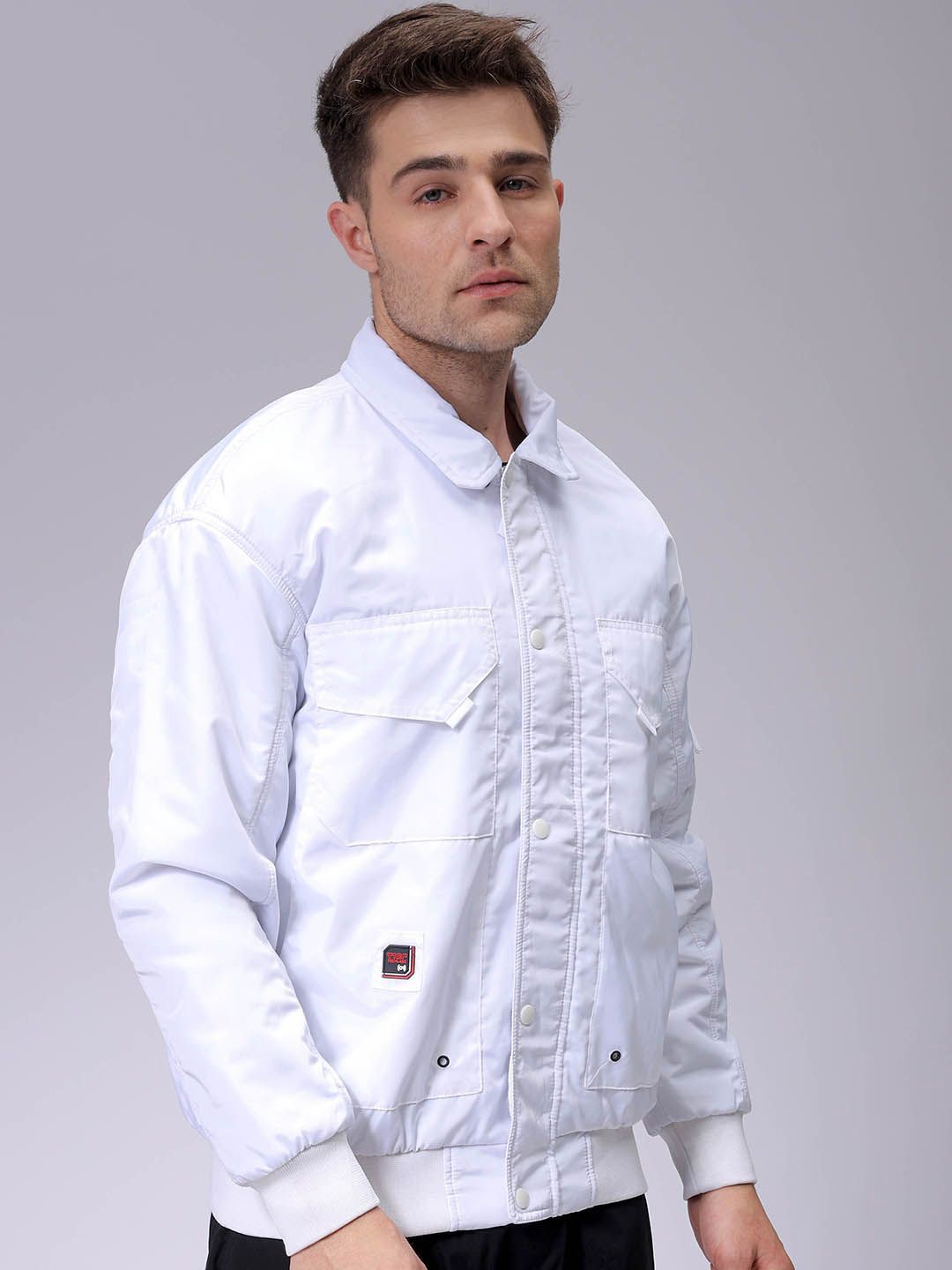 The Indian Garage Co Men Solid Padded Bomber Utility Jacket