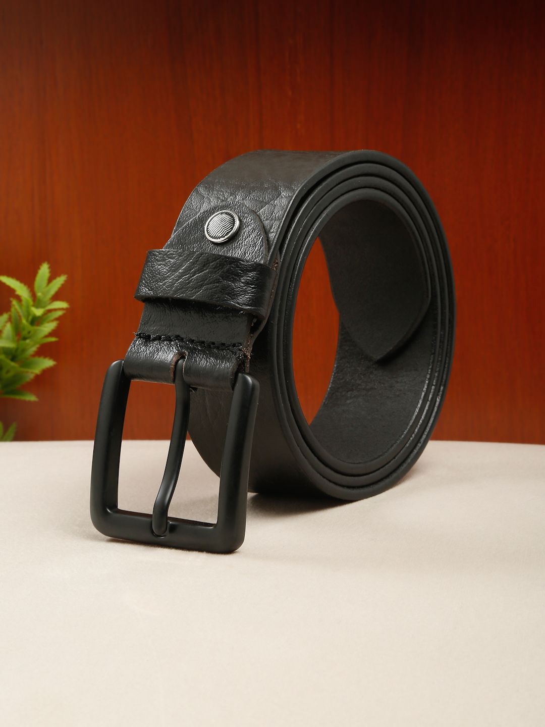 Teakwood Leathers Men Textured Leather Belt