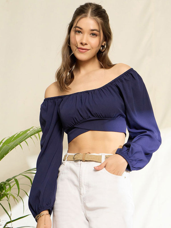 Berrylush Bishop Sleeves Blouson Crop Top