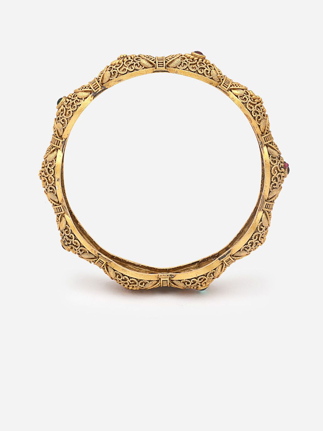 PANASH- Set Of 2 24 CT Gold-Plated Handcrafted Antique Bangles