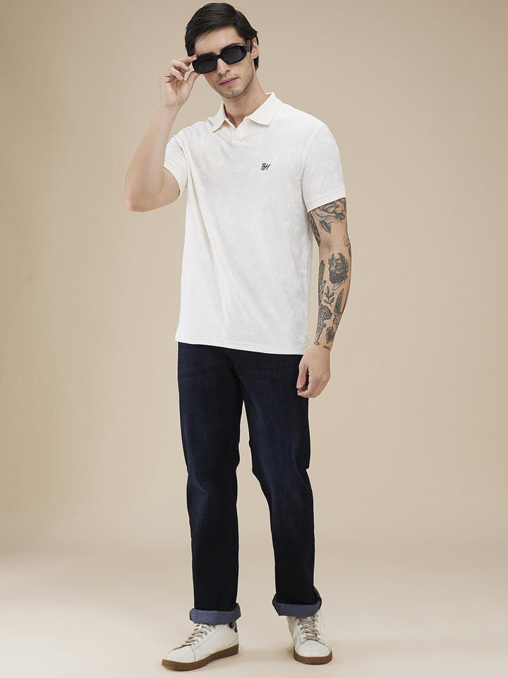Being Human Men Self Design Polo Collar Cotton Slim Fit T-shirt