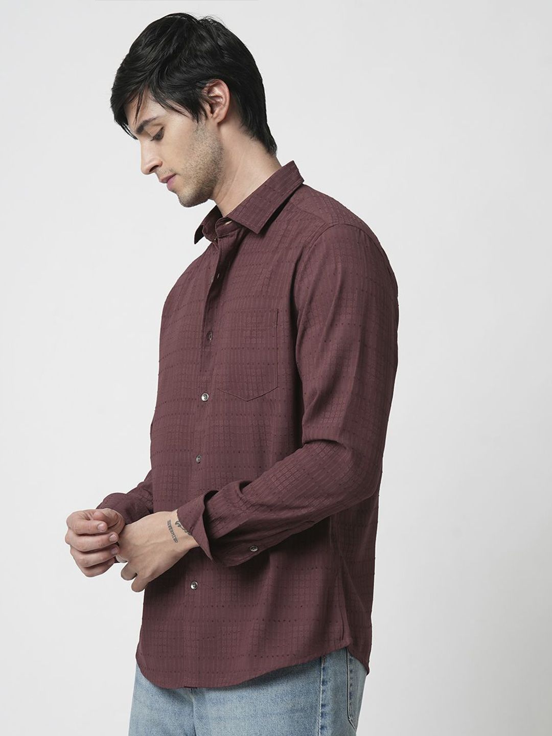 VASTRADO Men Classic Slim Fit Opaque Casual Shirt