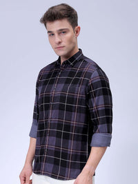 The Indian Garage Co Men Spread Collar Checked Casual Shirt