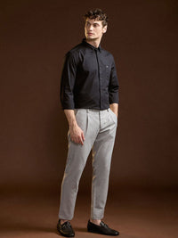THE BEAR HOUSE Men Slim Fit Button-Down Collar Solid Cotton Formal Shirt