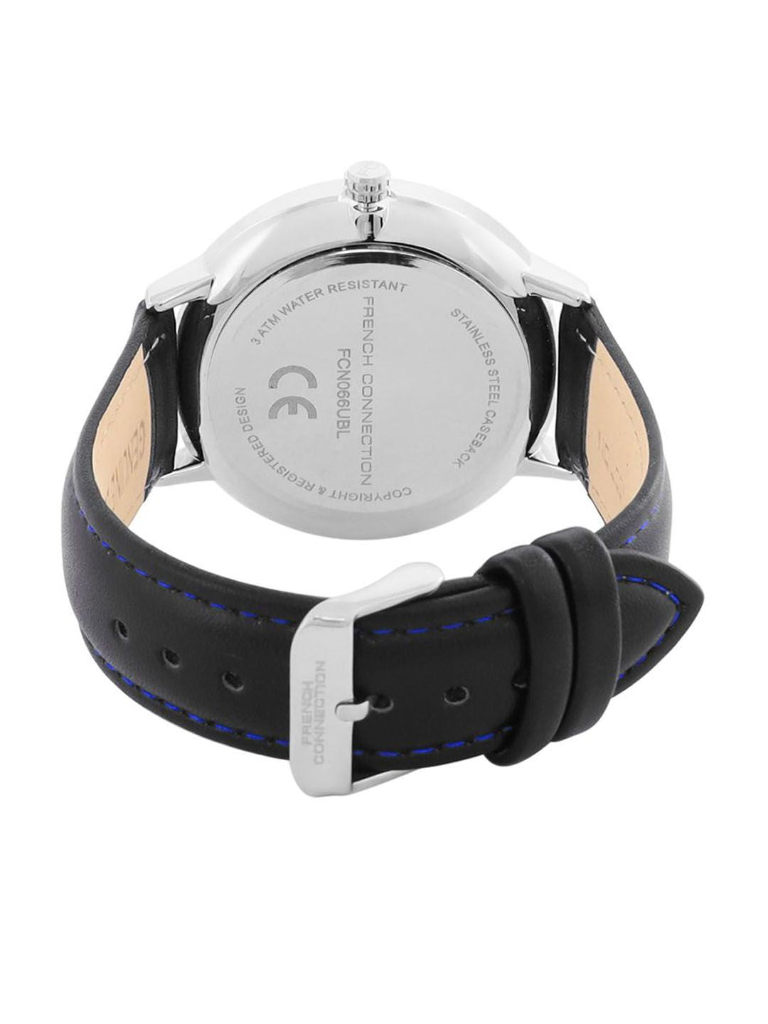 Sambungan Perancis Lelaki Bercetak Dial & Kulit Tali Analog Watch FCN066ubl