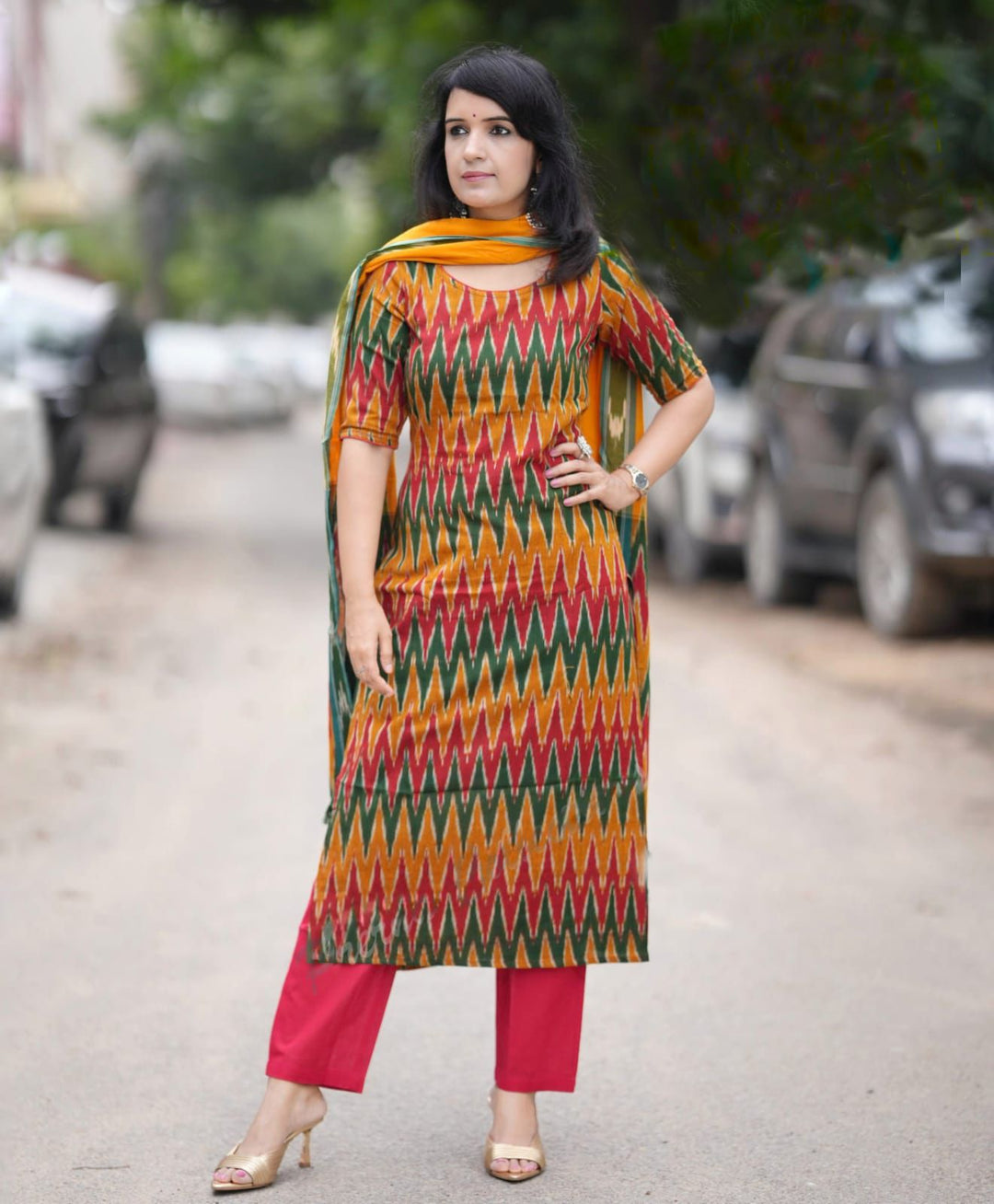 KALINI Women Ethnic Motifs Printed Regular Kurta with Trousers & With Dupatta