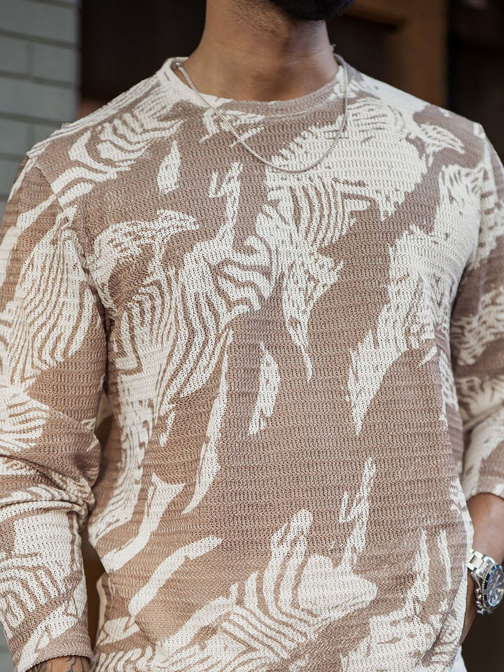 Powerlook Men Abstract Printed Round Neck T-shirt