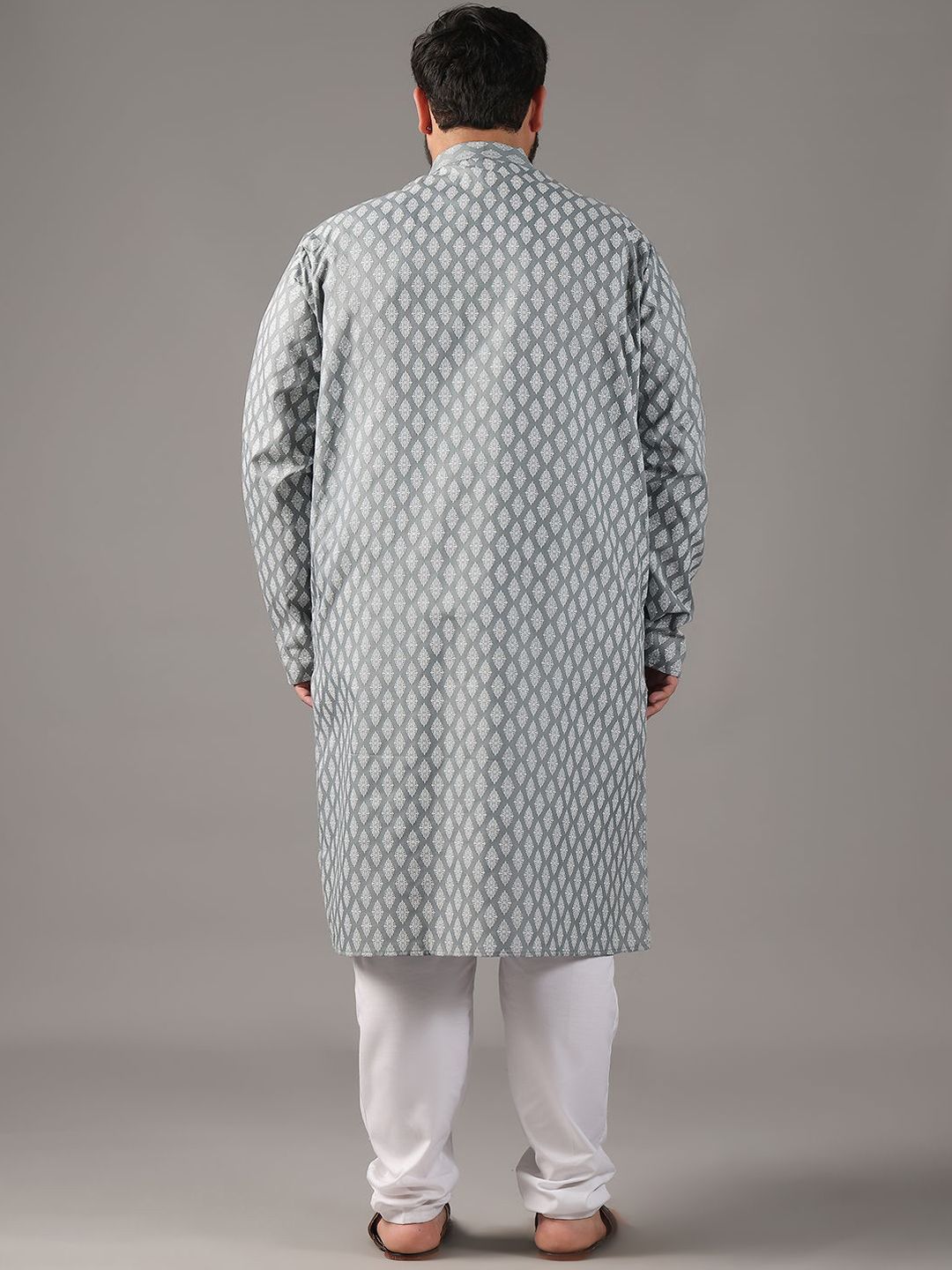 SOJANYA PLUS Saiz Motif Etnik Bercetak Kolar Jalur Kurta Lurus