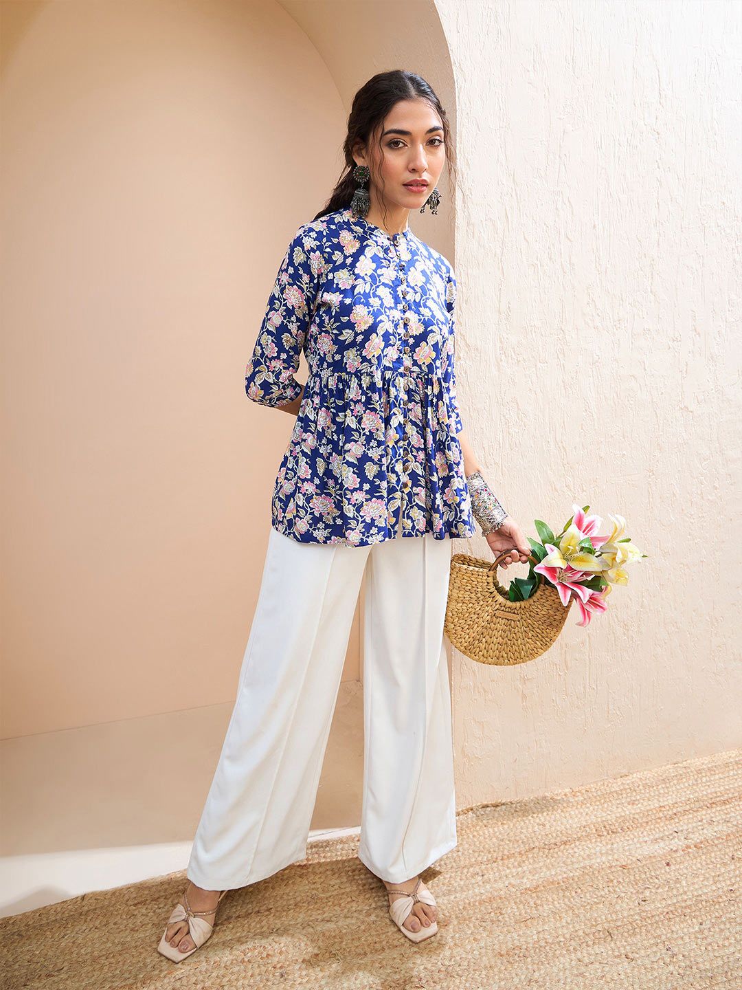 Shae by SASSAFRAS Floral Printed Pleated Kurti