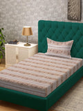 KLOTTHE Beige Floral Cotton Single Bedsheets