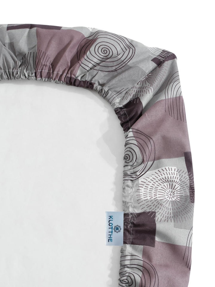 KLOTTHE Purple Geometric Cotton Single Bedsheets
