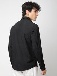 VASTRADO Men Classic Spread Collar Textured Solid Slim Fit Casual Shirt