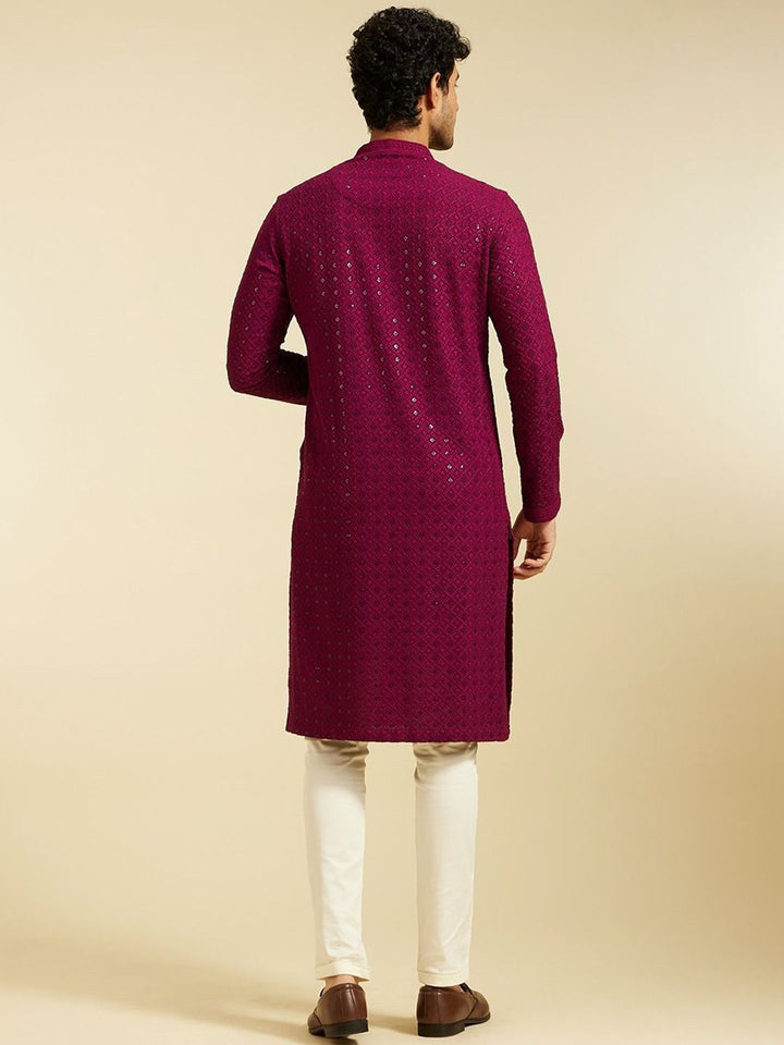 Diwas by Manyavar Ethnic Motifs Embroidered Mandarin Collar Sequinned Straight Kurta