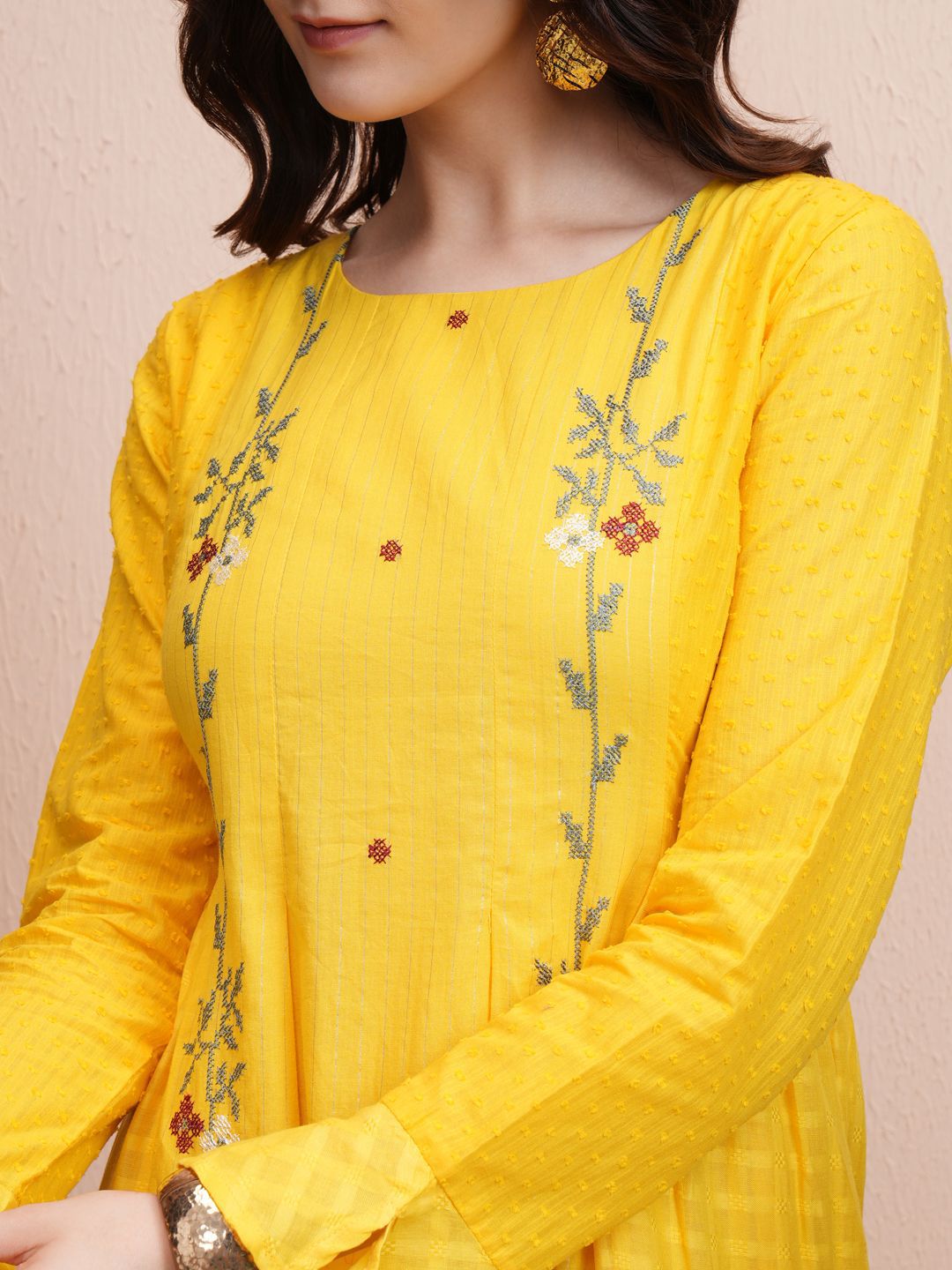Vishudh Embroidered Flared Sleeve A-Line Maxi Dress