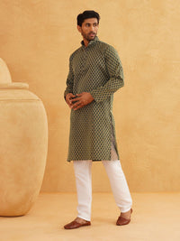 SOJANYA Motif Etnik Reka bentuk tenunan Kolar Jalur Kurta Lurus Dengan Churidar