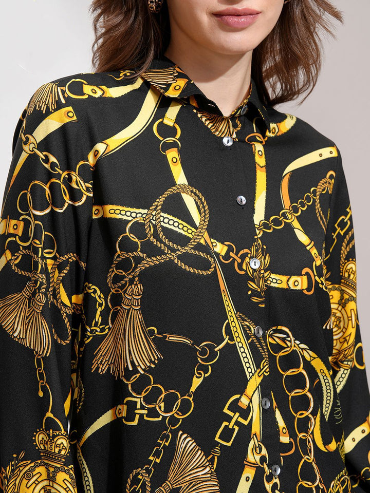 ESPYR By Tokyo Talkies Women Printed Satin Holiday Shirt