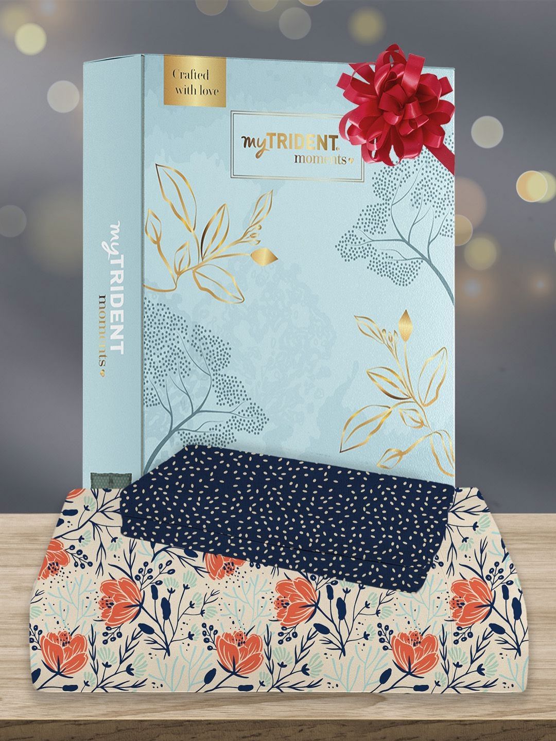 MYTRIDENT Aster Blue Moments Flat 120TC Queen Cotton 1 Bedsheet with 2 Pillow Covers
